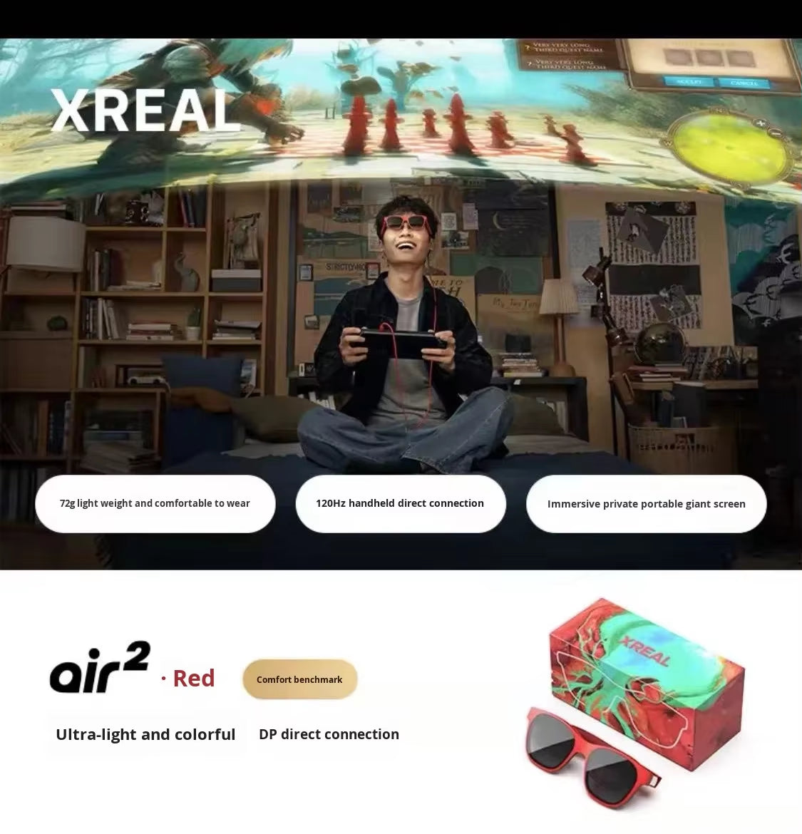XREAL Air 2 Smart AR Glasses Translation Glasses Handheld Console Direct Connection VR Glasses Drones Space China