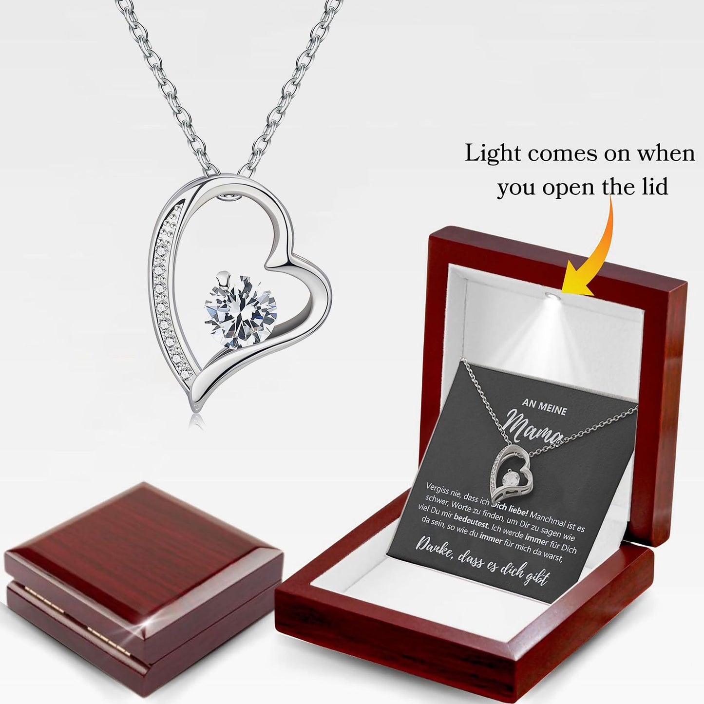Collar Corazón con Zirconia | Oro Blanco y Oro Amarillo