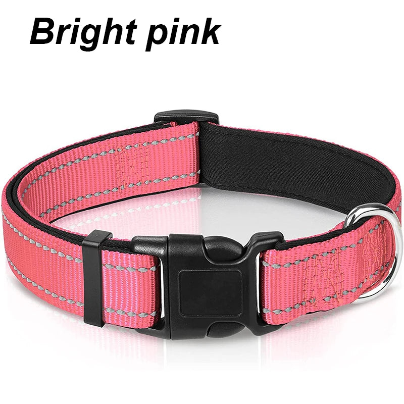 Reflective Dog Collar for Medium Large Dogs Soft Neoprene Padded Nylon Sturdy Adjustable Pets Collar for Medium Large Dogs