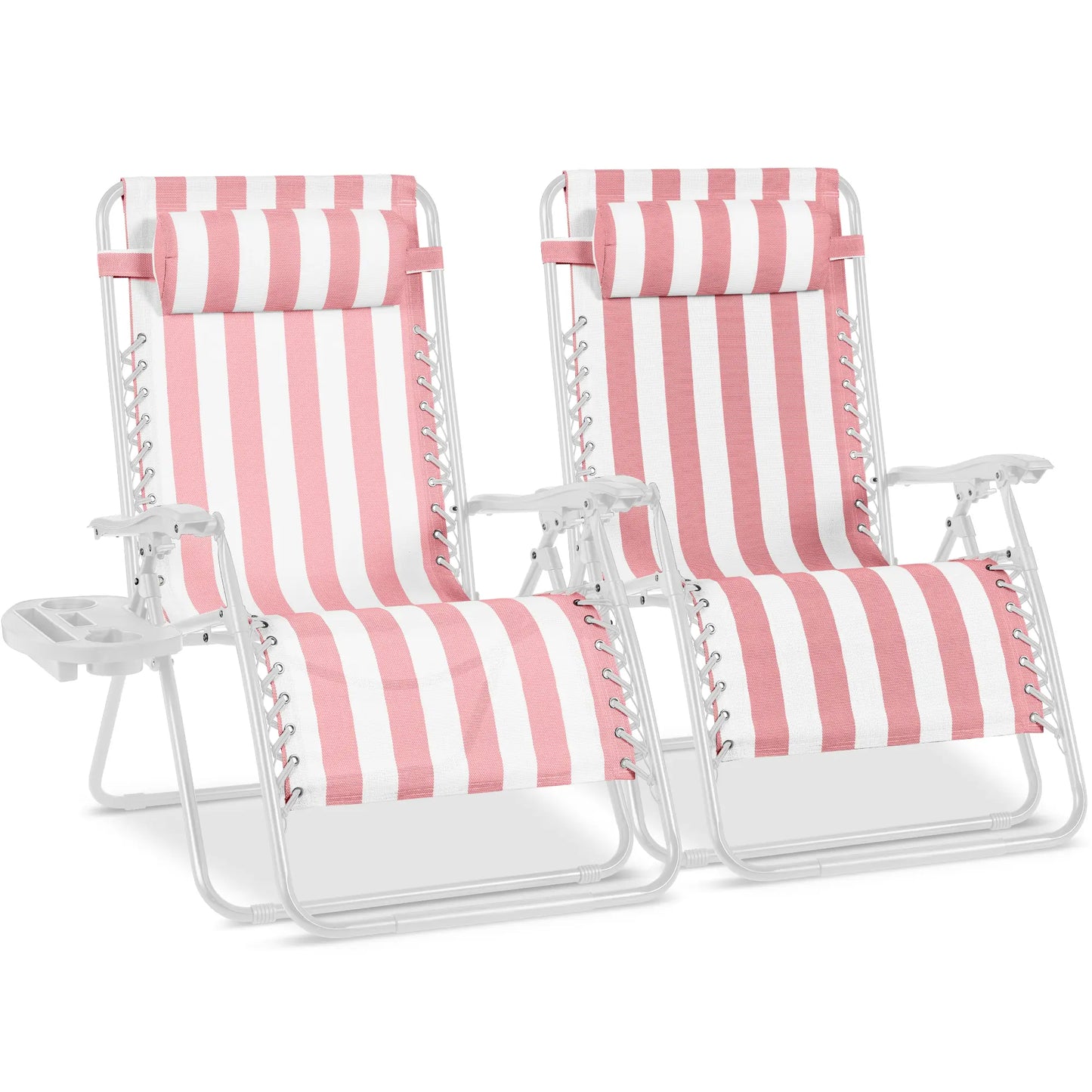 Set of 2 Extra Wide Zero Gravity Lounge Chair Recliners with Cup Holders