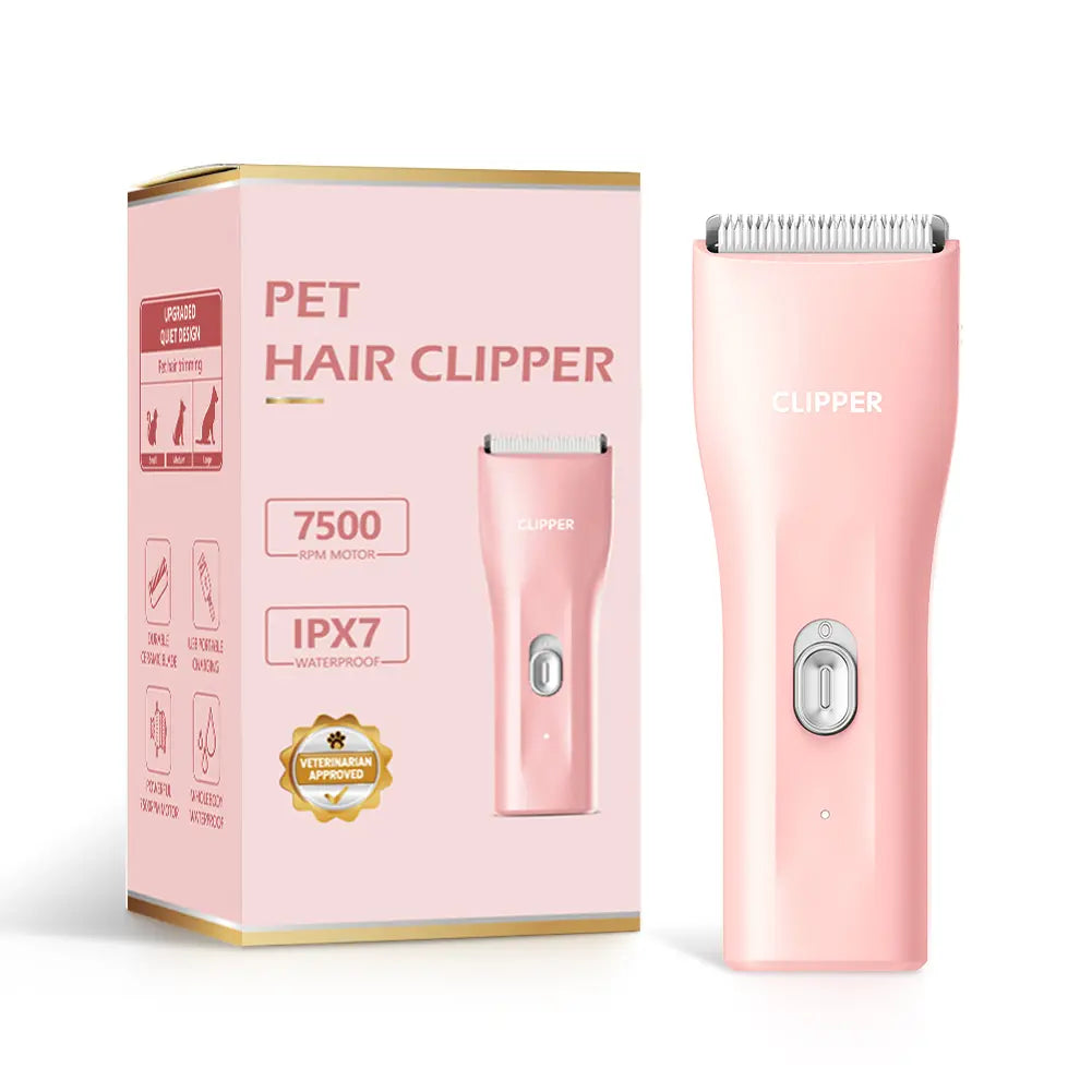 Professional Cordless Pet Clippers for Dog and Cat Grooming, Low Noise Rechargeable Hair Trimmer with Ceramic Blade for Matted and Long Fur