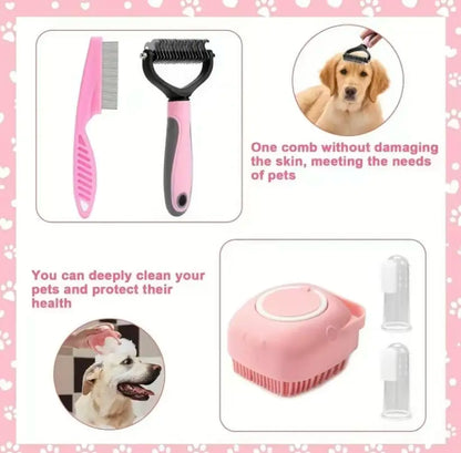 8-in-1 Professional Pet Grooming Kit for Dogs and Cats - Complete Brush Set with Dematting Comb, Slicker Brush, Nail Clipper, and Trimmer for a Tangle-Free, Shiny Coat