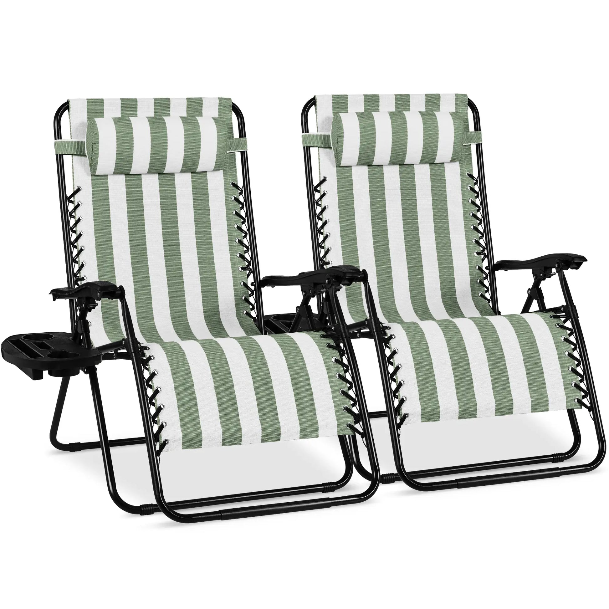 Set of 2 Extra Wide Zero Gravity Lounge Chair Recliners with Cup Holders