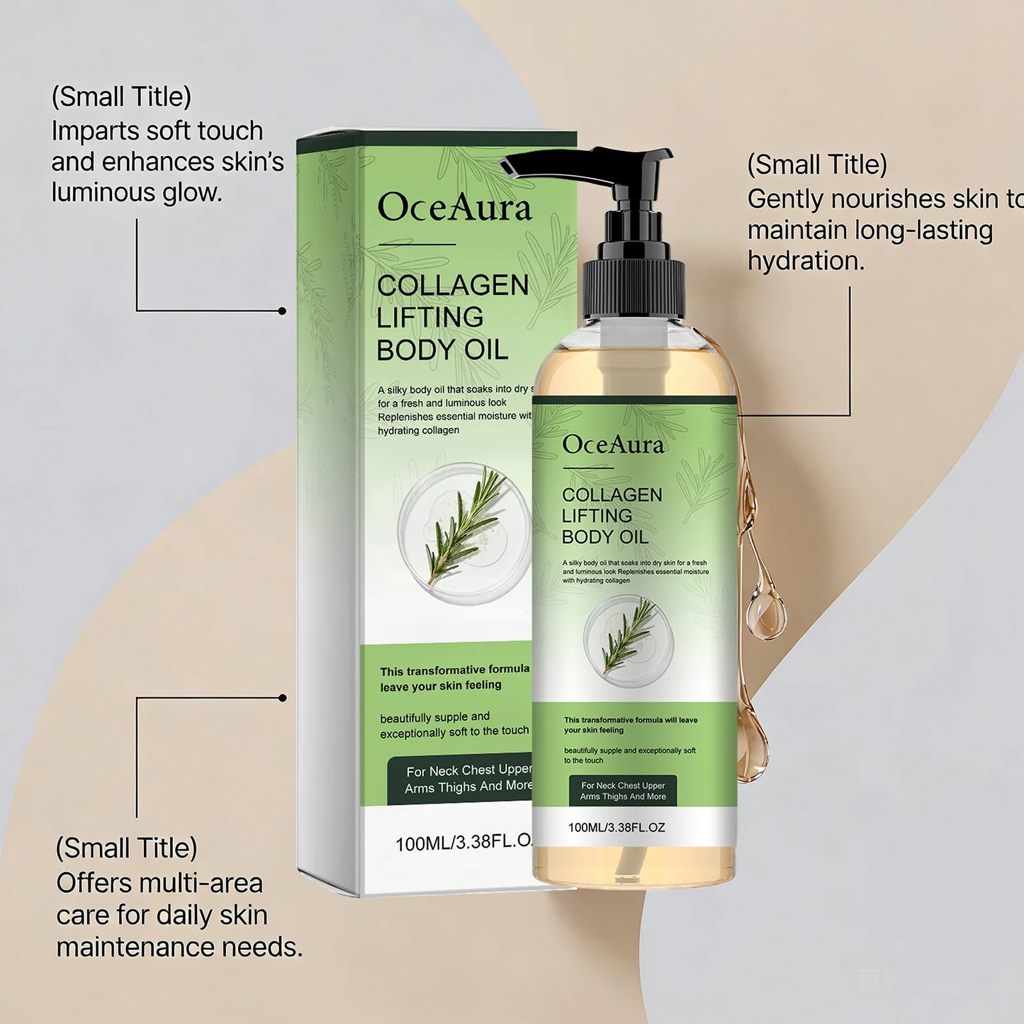 Collagen Body Oil Deep Hydration Moisturizing Firming Tightening Intensive Skin Elasticity Enhance Skin Non-Greasy Body Care Oil