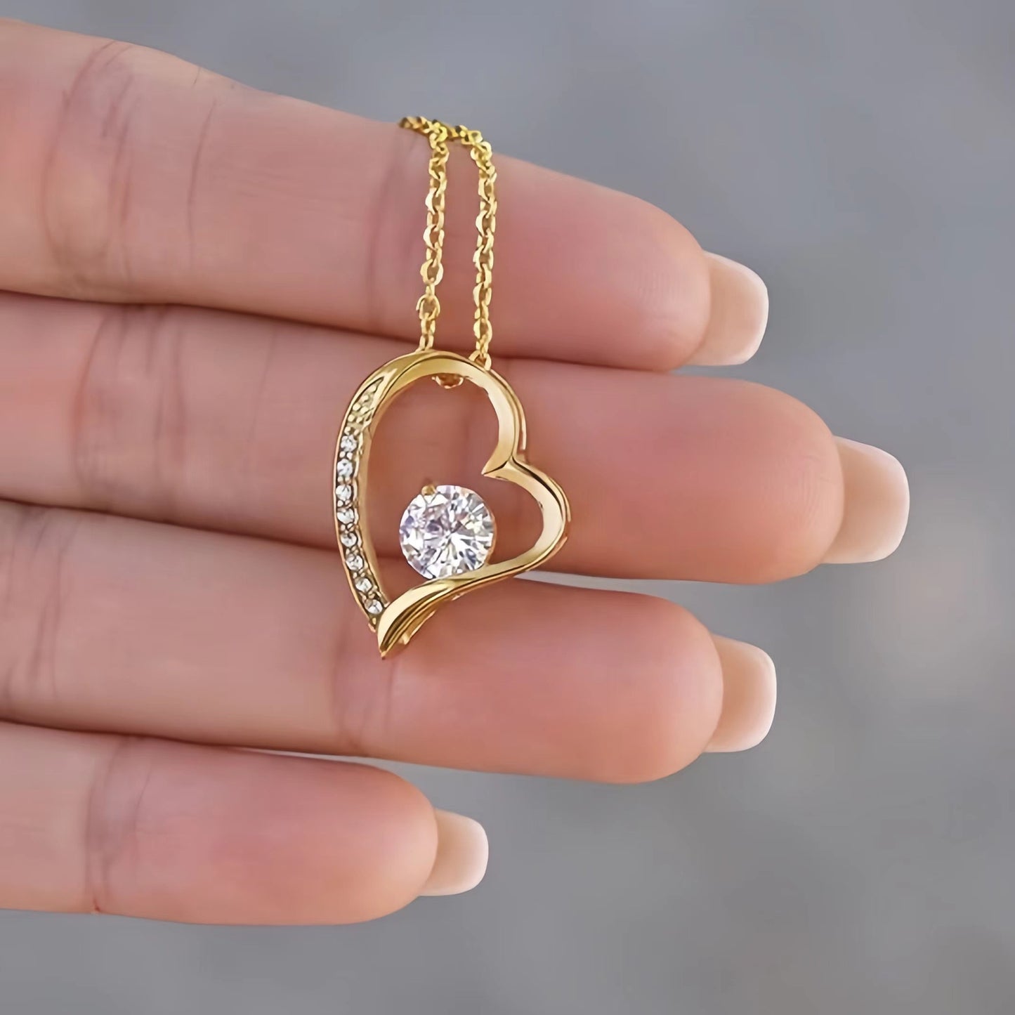 Collar Corazón con Zirconia | Oro Blanco y Oro Amarillo
