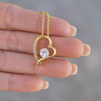Collar Corazón con Zirconia | Oro Blanco y Oro Amarillo