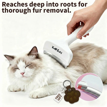 TUFFYUKI Professional Pet Deshedding Tool Gentle Undercoat Rake for Dogs Cats Reduces Shedding Fast Dematting Comb Long Hair Pet Fur Removal Cat Grooming Tool