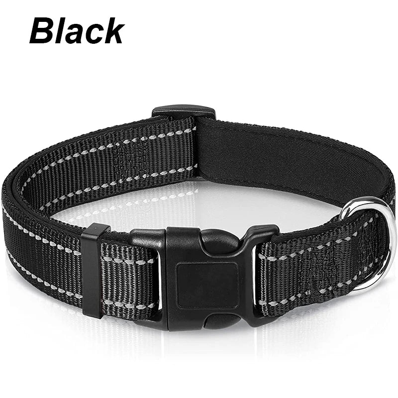 Reflective Dog Collar for Medium Large Dogs Soft Neoprene Padded Nylon Sturdy Adjustable Pets Collar for Medium Large Dogs