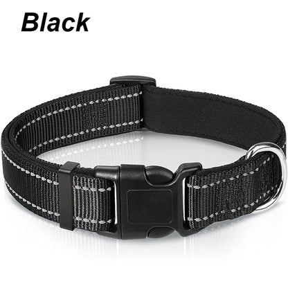 Reflective Dog Collar for Medium Large Dogs Soft Neoprene Padded Nylon Sturdy Adjustable Pets Collar for Medium Large Dogs