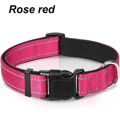 Reflective Dog Collar for Medium Large Dogs Soft Neoprene Padded Nylon Sturdy Adjustable Pets Collar for Medium Large Dogs