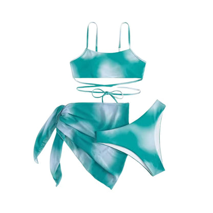 Nuevo diseño, estampado sexy en stock, ropa de playa de dos piezas, trajes de baño con cuello halter triangular y tanga para mujer