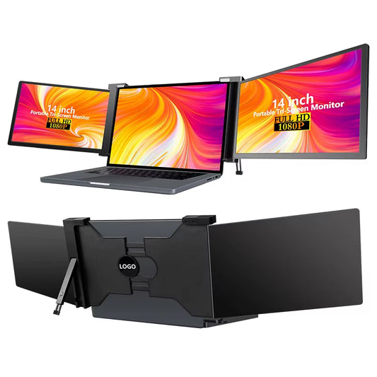 Monitor 14 Inch Laptop Screen Extender with Dual Screen Plug & Play Hanging Style Portable Monitors for Windows & Macos