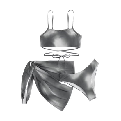 Nuevo diseño, estampado sexy en stock, ropa de playa de dos piezas, trajes de baño con cuello halter triangular y tanga para mujer