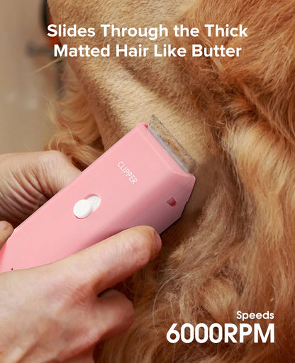 Professional Cordless Pet Clippers for Dog and Cat Grooming, Low Noise Rechargeable Hair Trimmer with Ceramic Blade for Matted and Long Fur
