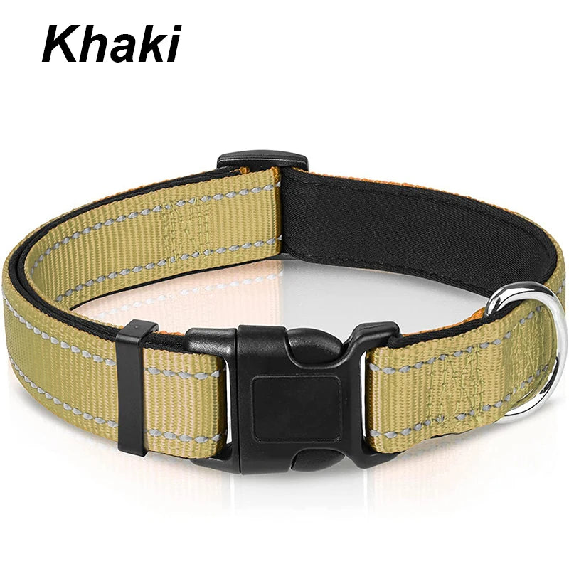 Reflective Dog Collar for Medium Large Dogs Soft Neoprene Padded Nylon Sturdy Adjustable Pets Collar for Medium Large Dogs