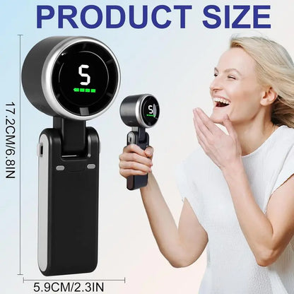 Portable Handheld Turbo Fan, 5 Gear Wind,4000Mah Battery Operated, up to 10 Working Hours, 3 in 1 Hand Fan Rechargeable with Air Turbo Tech Cooling Fan for Outdoor Activities, Travel, Working Fathersdaygift