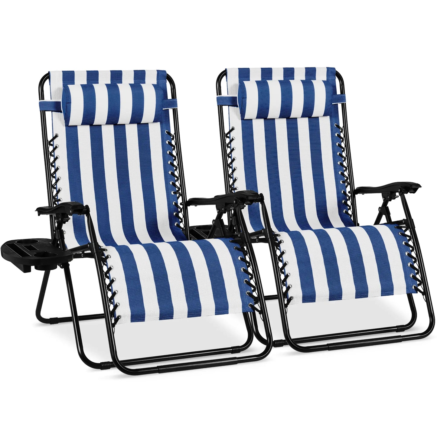 Set of 2 Extra Wide Zero Gravity Lounge Chair Recliners with Cup Holders