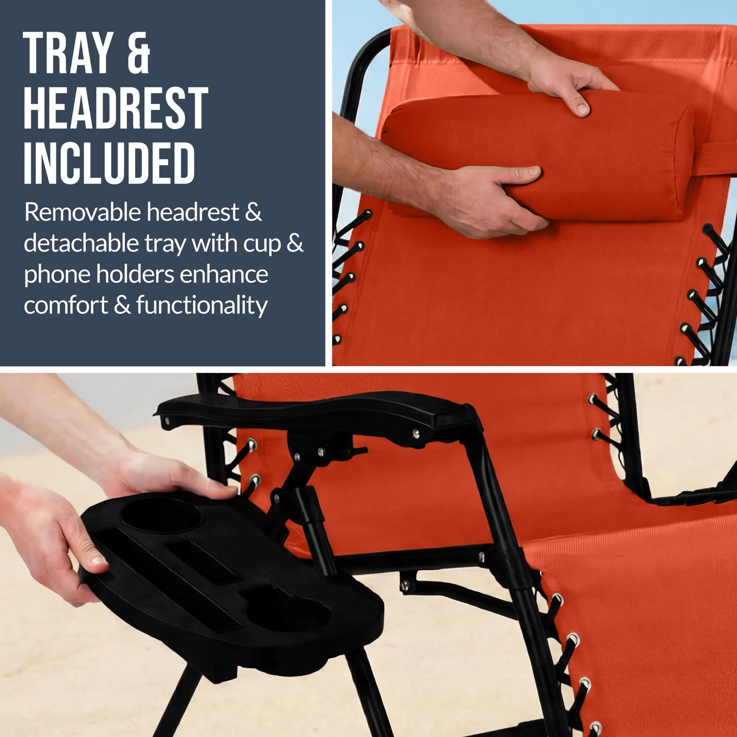 Set of 2 Extra Wide Zero Gravity Lounge Chair Recliners with Cup Holders