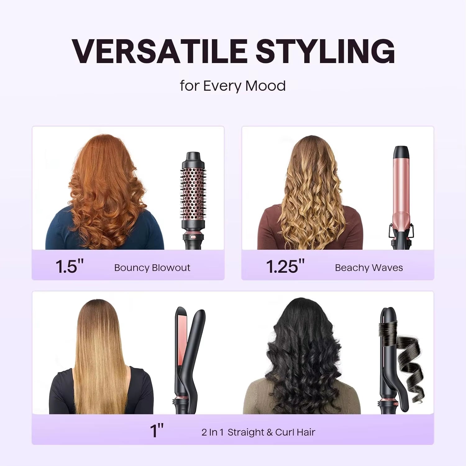 Interchangeable Ceramic Coating Plate Hair Straightener Curling Iron Set LED Electric Thermal Brush for Hotel Household Use