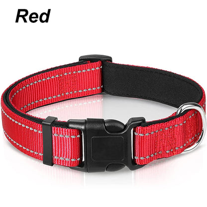 Reflective Dog Collar for Medium Large Dogs Soft Neoprene Padded Nylon Sturdy Adjustable Pets Collar for Medium Large Dogs