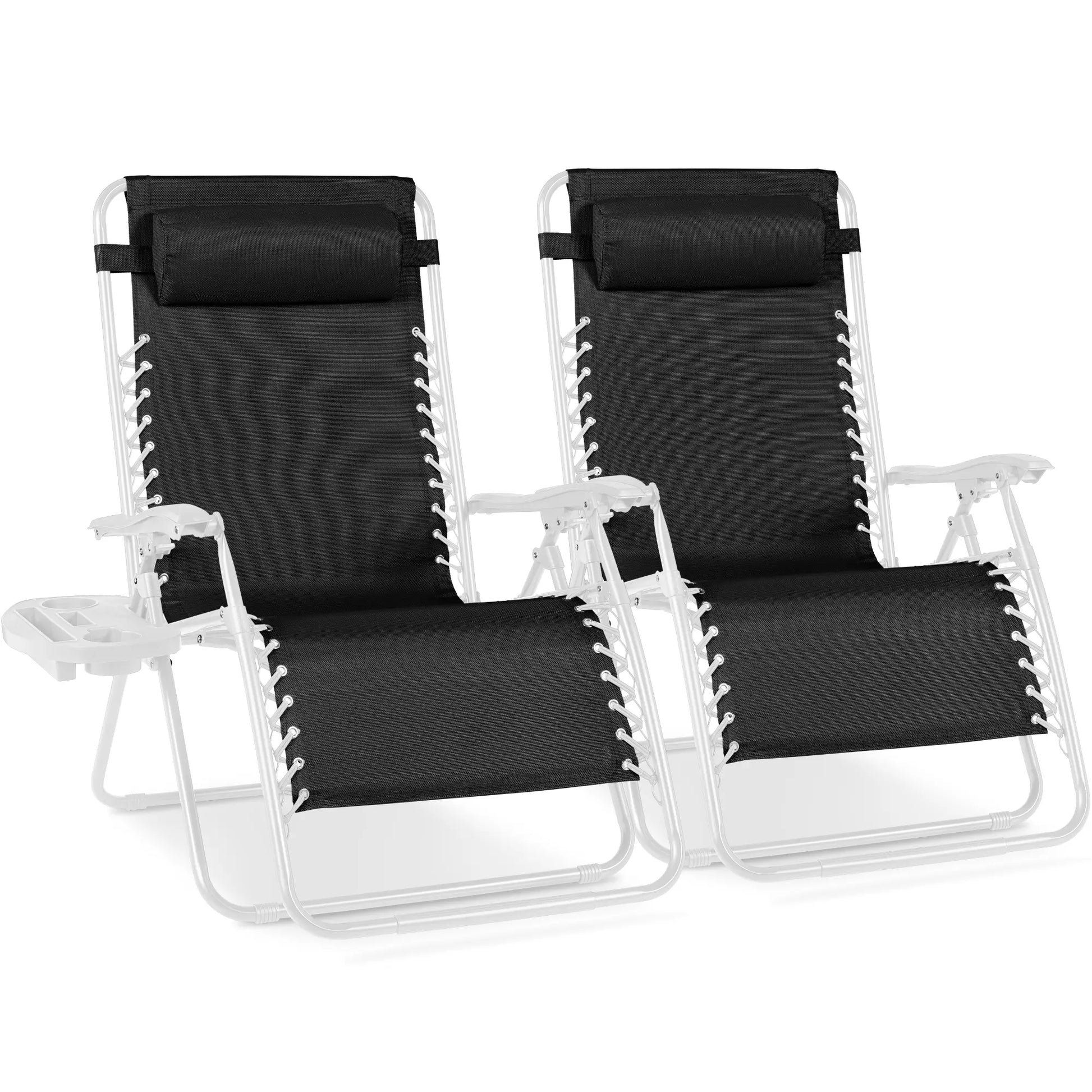 Set of 2 Extra Wide Zero Gravity Lounge Chair Recliners with Cup Holders