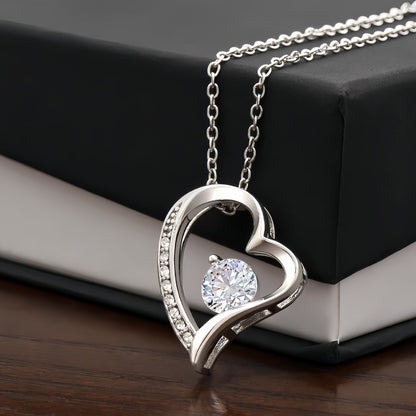 Collar Corazón con Zirconia | Oro Blanco y Oro Amarillo
