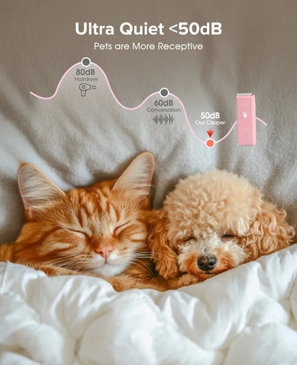 Professional Cordless Pet Clippers for Dog and Cat Grooming, Low Noise Rechargeable Hair Trimmer with Ceramic Blade for Matted and Long Fur