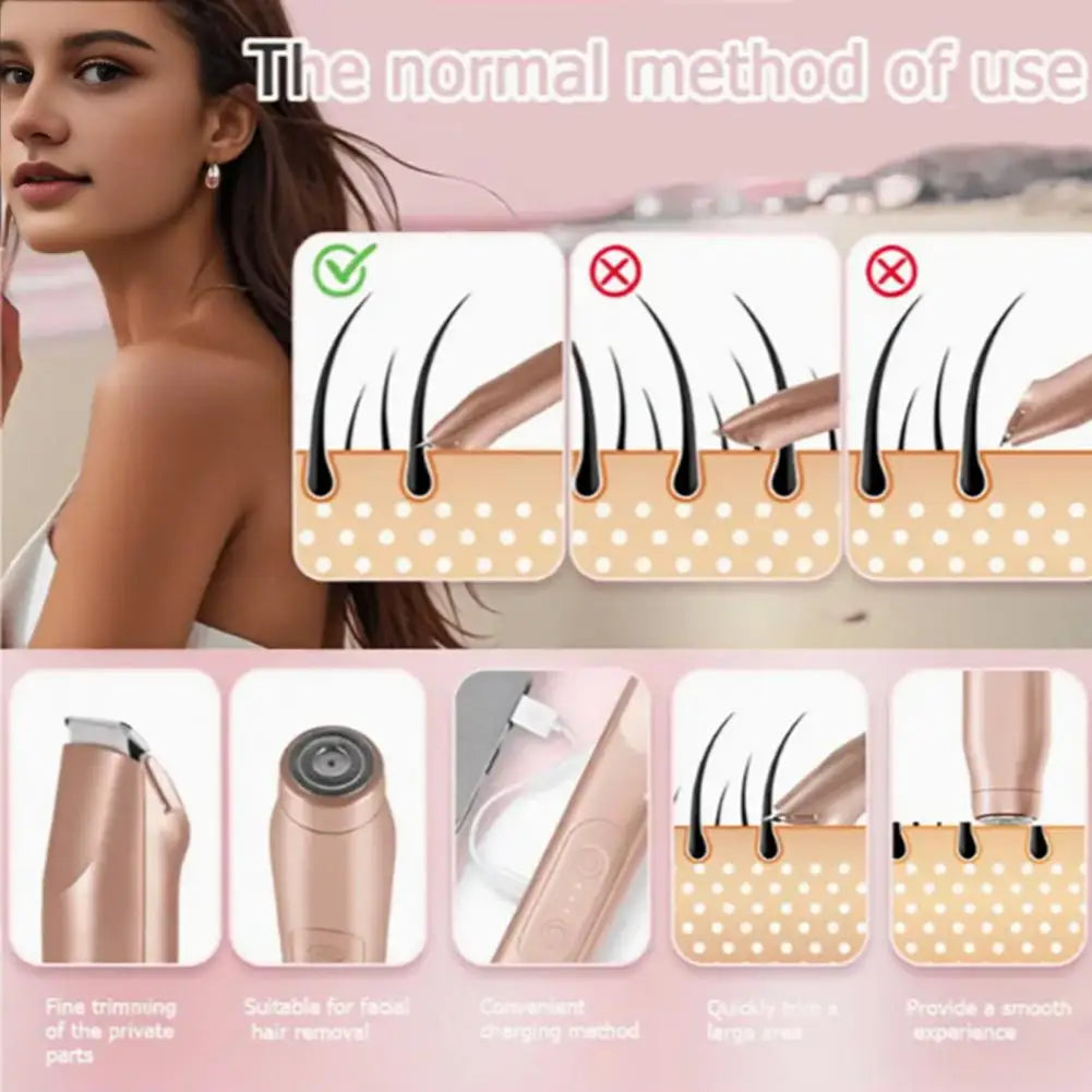 Women Electric Shaver Double Heads Waterproof Portable Face Body Bikini Area Arm Leg Hair Removal Epilator Razor Trimmer