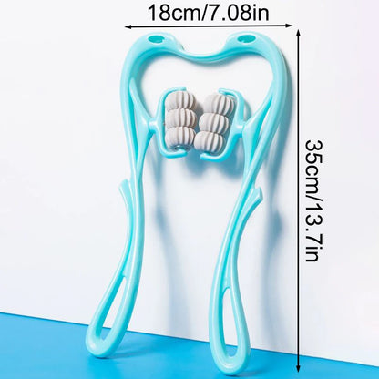 Six-Wheel Manual Cervical Massager for Neck Back Waist - Muscle Tension Relief and Relaxation Rolling Therapeutic Tool