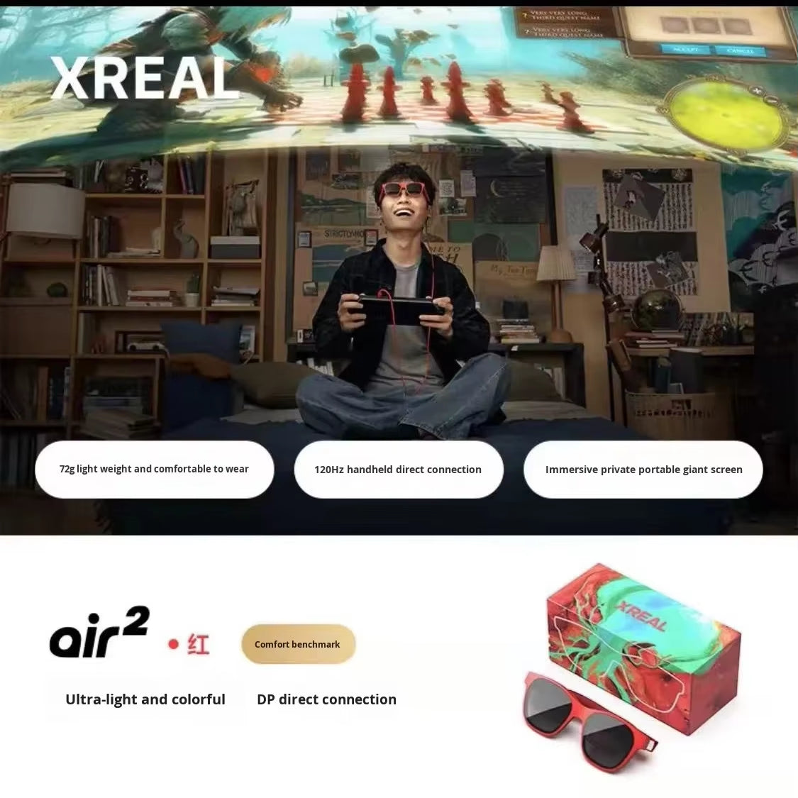 XREAL Air 2 Smart AR Glasses Translation Glasses Handheld Console Direct Connection VR Glasses Drones Space China
