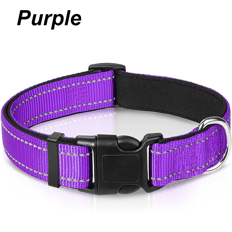 Reflective Dog Collar for Medium Large Dogs Soft Neoprene Padded Nylon Sturdy Adjustable Pets Collar for Medium Large Dogs