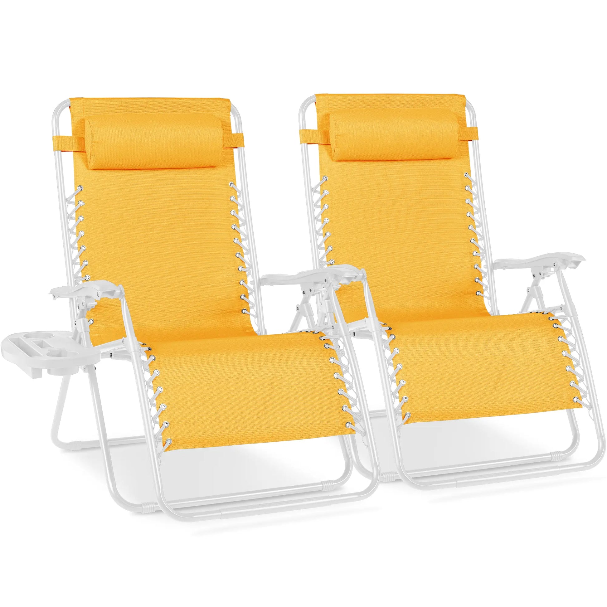 Set of 2 Extra Wide Zero Gravity Lounge Chair Recliners with Cup Holders