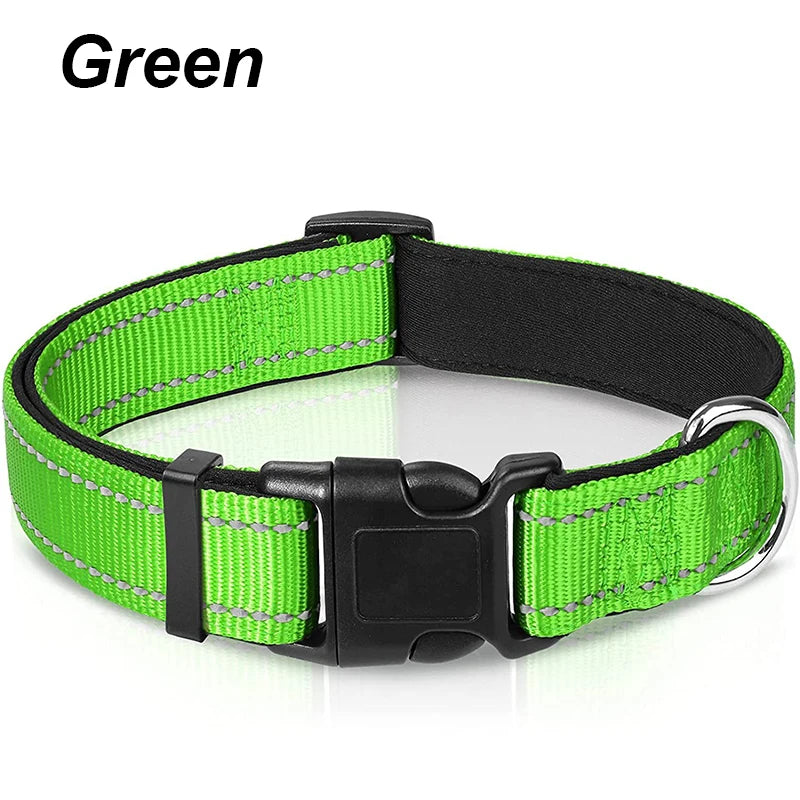 Reflective Dog Collar for Medium Large Dogs Soft Neoprene Padded Nylon Sturdy Adjustable Pets Collar for Medium Large Dogs