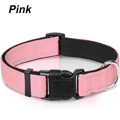 Reflective Dog Collar for Medium Large Dogs Soft Neoprene Padded Nylon Sturdy Adjustable Pets Collar for Medium Large Dogs
