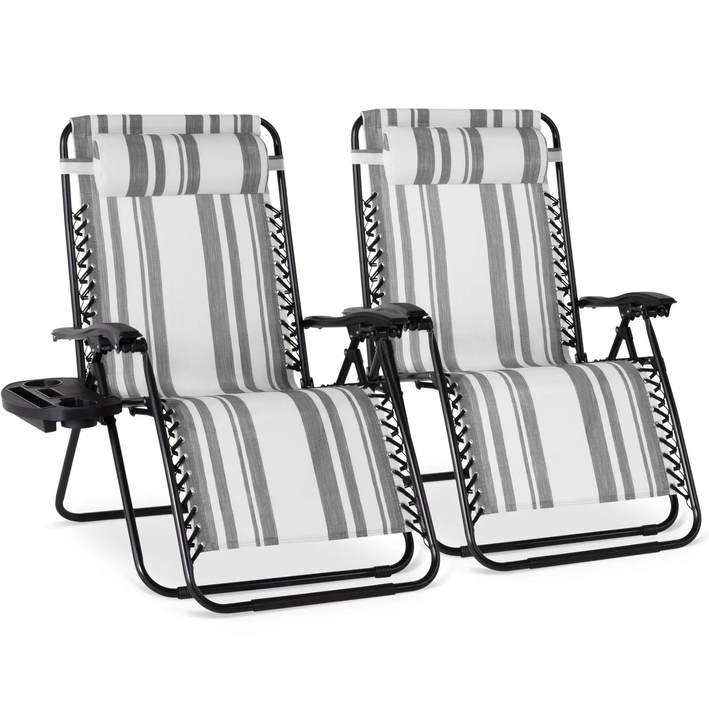 Set of 2 Extra Wide Zero Gravity Lounge Chair Recliners with Cup Holders