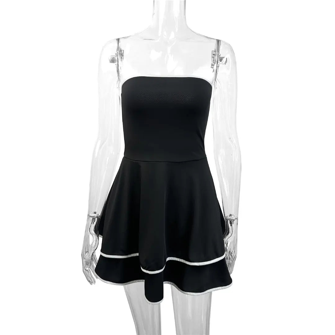 New Pleated Bandeau Sleeveless Dress Evening Party Bodycon Dress Elegant Mini Dress for Women Tight Dress Clubwear Vestidos D549