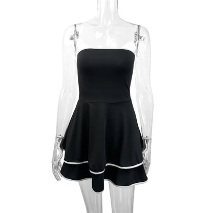 New Pleated Bandeau Sleeveless Dress Evening Party Bodycon Dress Elegant Mini Dress for Women Tight Dress Clubwear Vestidos D549