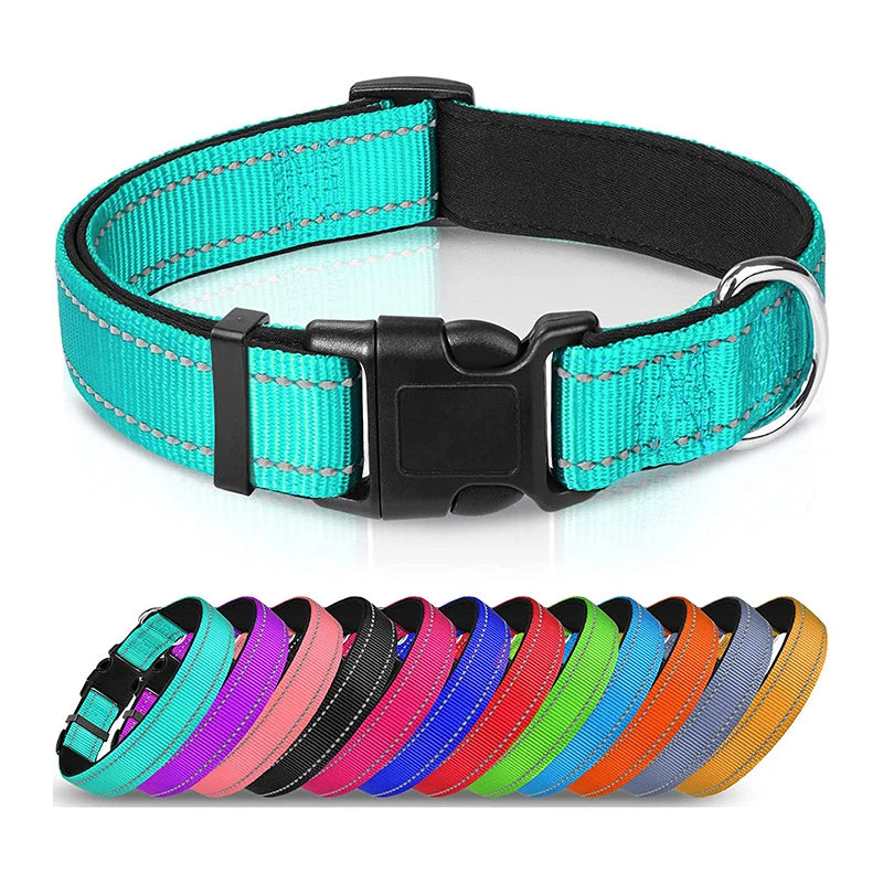 Reflective Dog Collar for Medium Large Dogs Soft Neoprene Padded Nylon Sturdy Adjustable Pets Collar for Medium Large Dogs