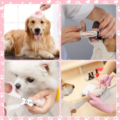 8-in-1 Professional Pet Grooming Kit for Dogs and Cats - Complete Brush Set with Dematting Comb, Slicker Brush, Nail Clipper, and Trimmer for a Tangle-Free, Shiny Coat