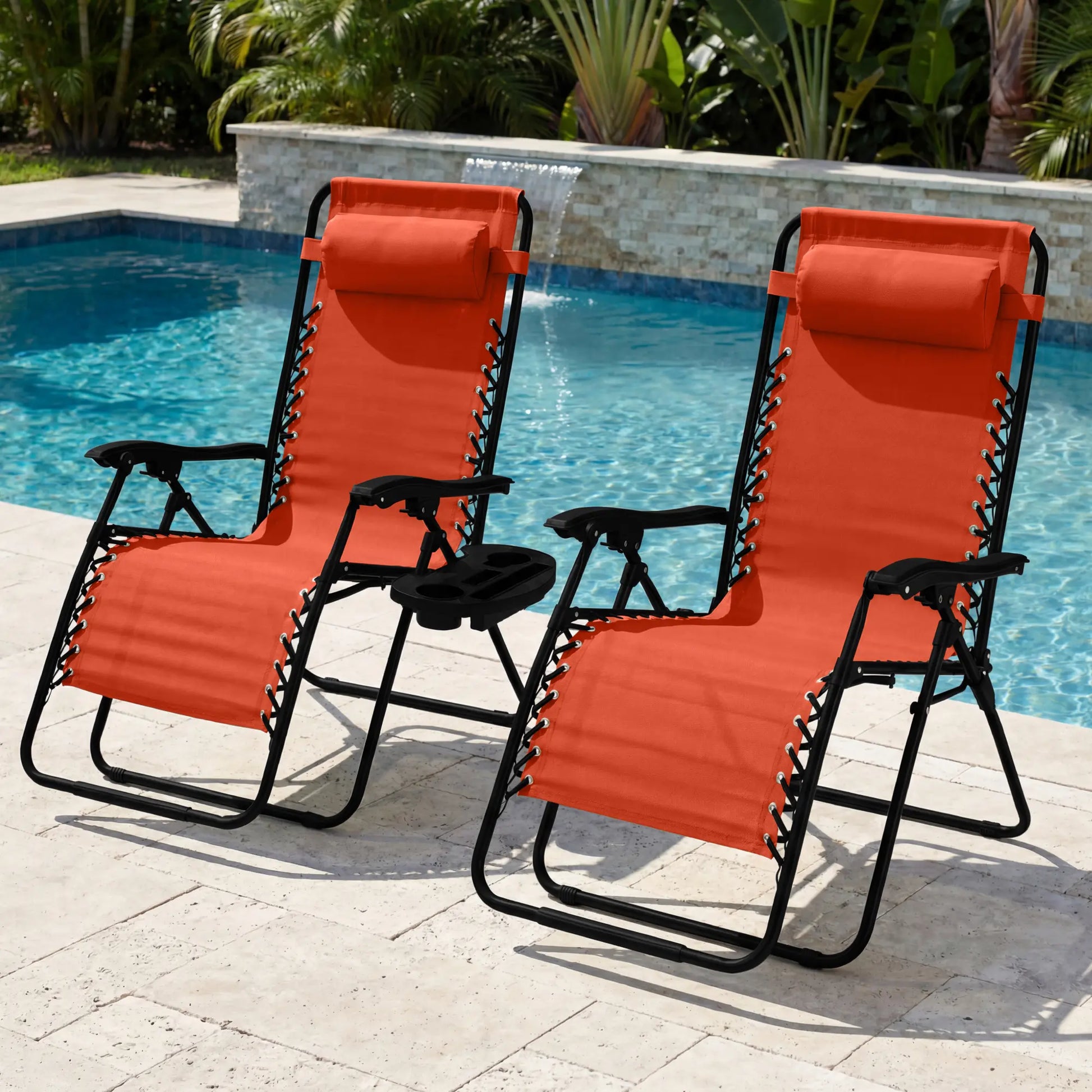 Set of 2 Extra Wide Zero Gravity Lounge Chair Recliners with Cup Holders