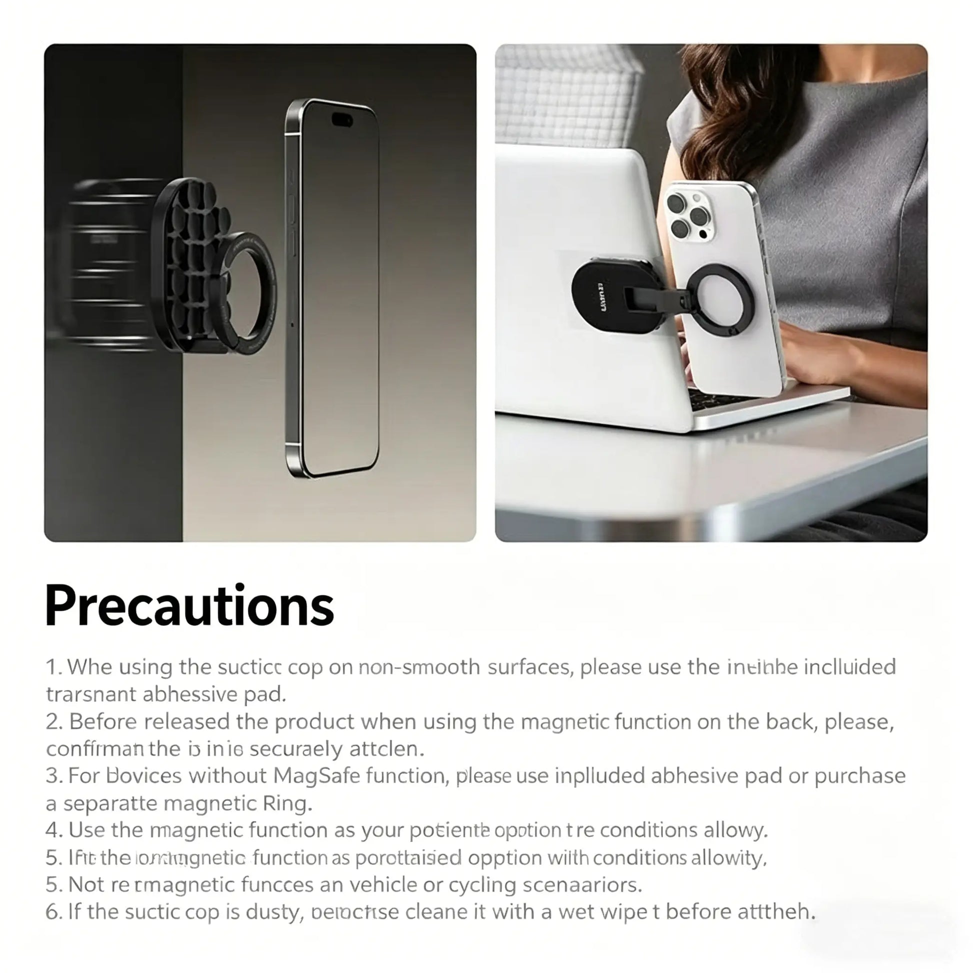 QY76 Maglock Magnetic Phone Mount – Suction Cup Desktop Stand for Iphone 17/16/15/14, Also Works on Wall & Glass