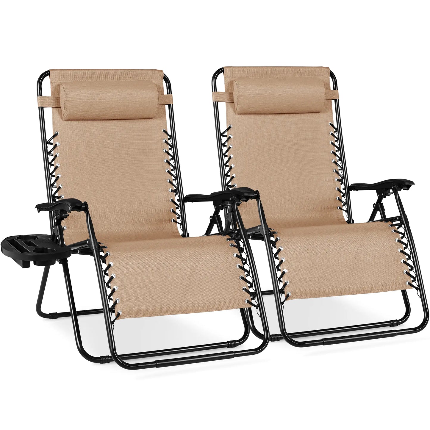 Set of 2 Extra Wide Zero Gravity Lounge Chair Recliners with Cup Holders