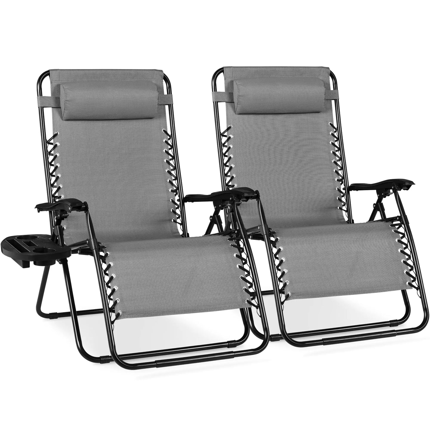 Set of 2 Extra Wide Zero Gravity Lounge Chair Recliners with Cup Holders