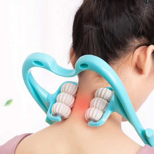 Six-Wheel Manual Cervical Massager for Neck Back Waist - Muscle Tension Relief and Relaxation Rolling Therapeutic Tool