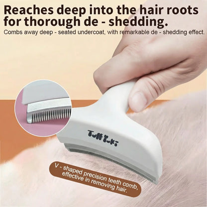 TUFFYUKI Professional Pet Deshedding Tool Gentle Undercoat Rake for Dogs Cats Reduces Shedding Fast Dematting Comb Long Hair Pet Fur Removal Cat Grooming Tool