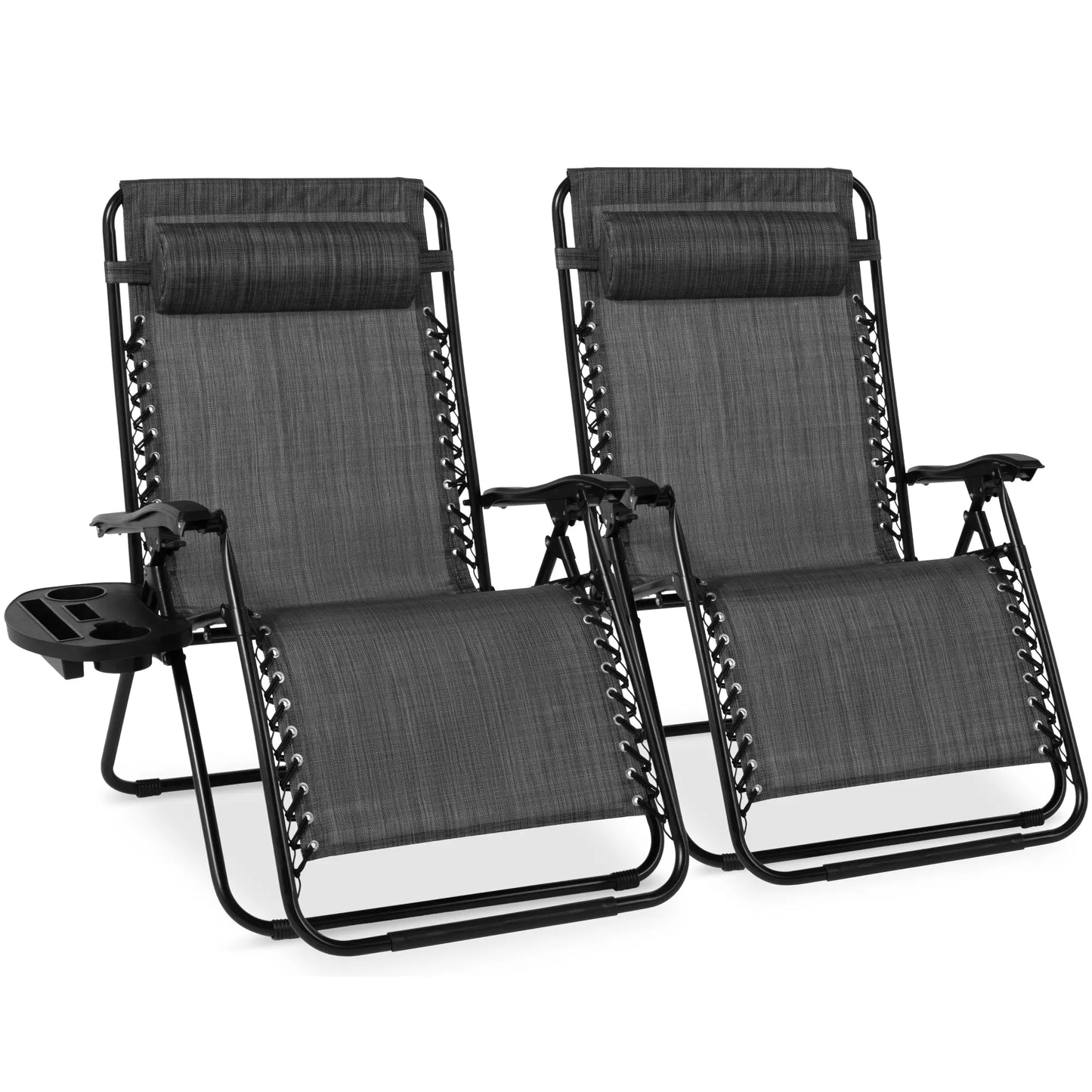 Set of 2 Extra Wide Zero Gravity Lounge Chair Recliners with Cup Holders