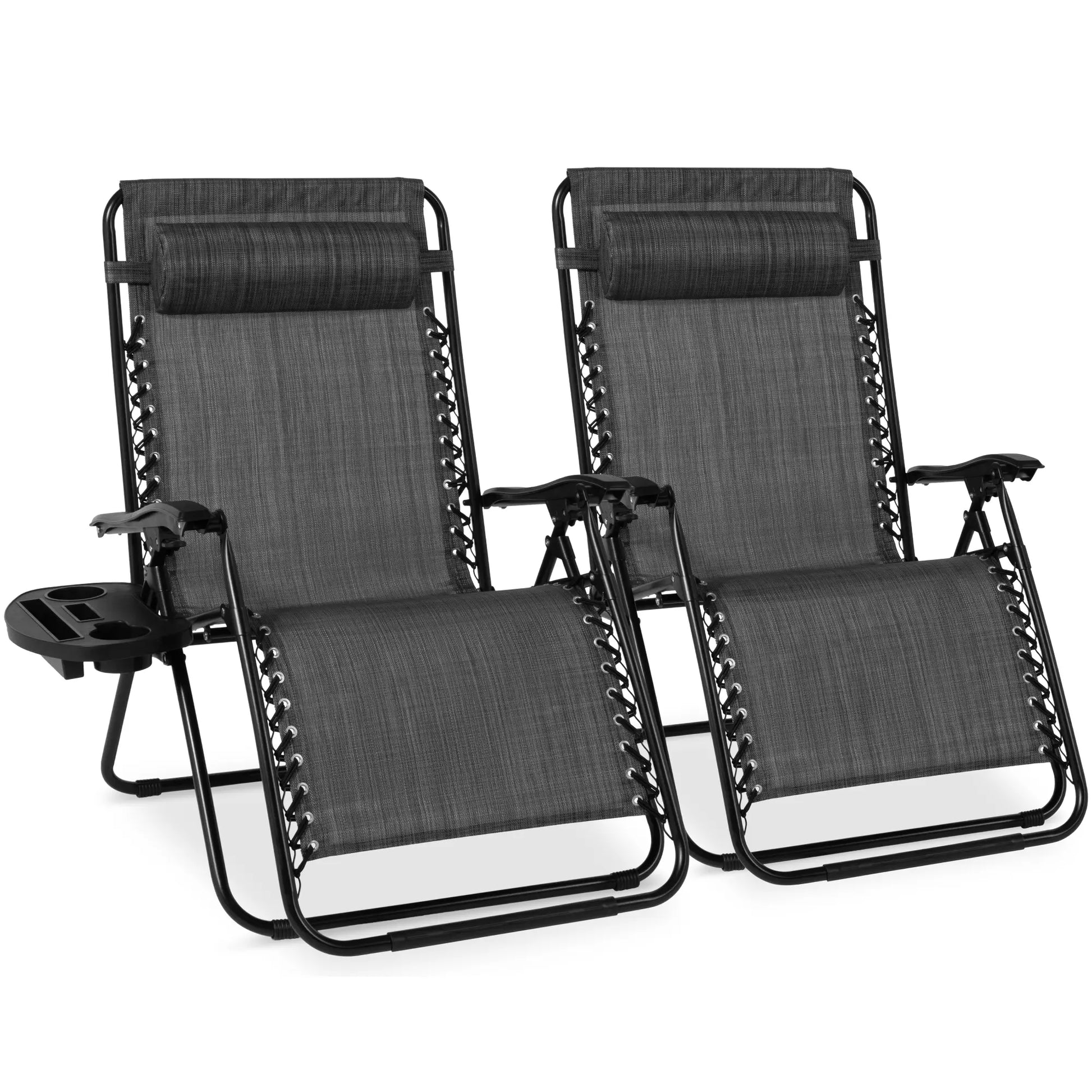 Set of 2 Extra Wide Zero Gravity Lounge Chair Recliners with Cup Holders