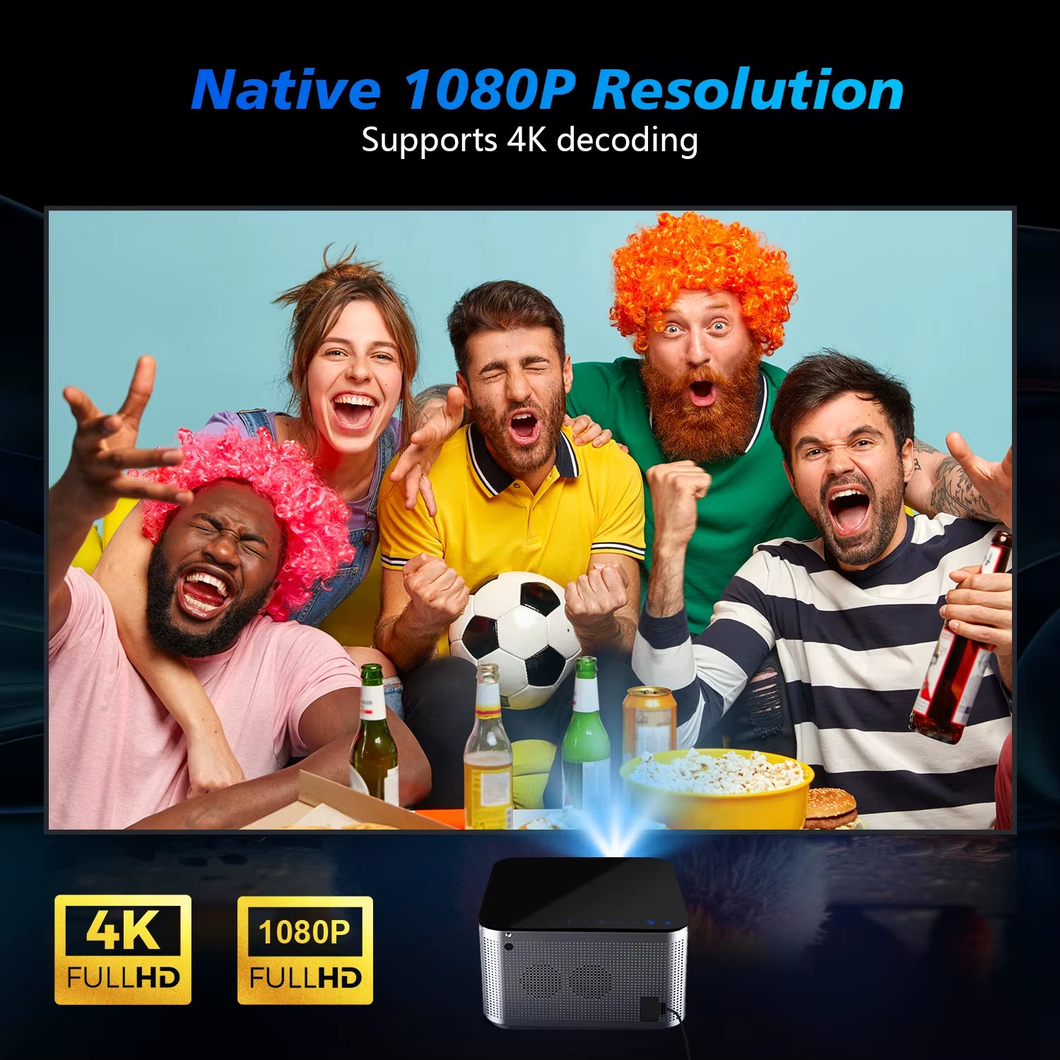 Android 11 4K Smart Projector with 580 ANSI Lumens, 1920x1080P Full HD, Wifi 6, Bluetooth 5.0, Allwinner H713, and Voice Control for Home Cinema Theater