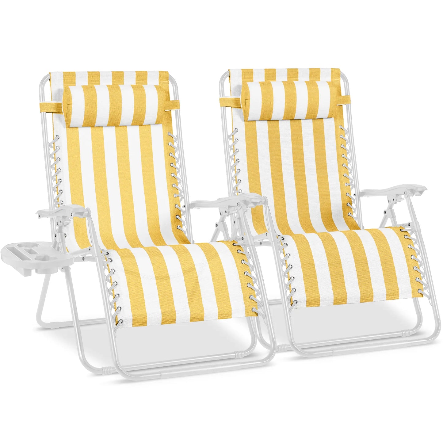 Set of 2 Extra Wide Zero Gravity Lounge Chair Recliners with Cup Holders