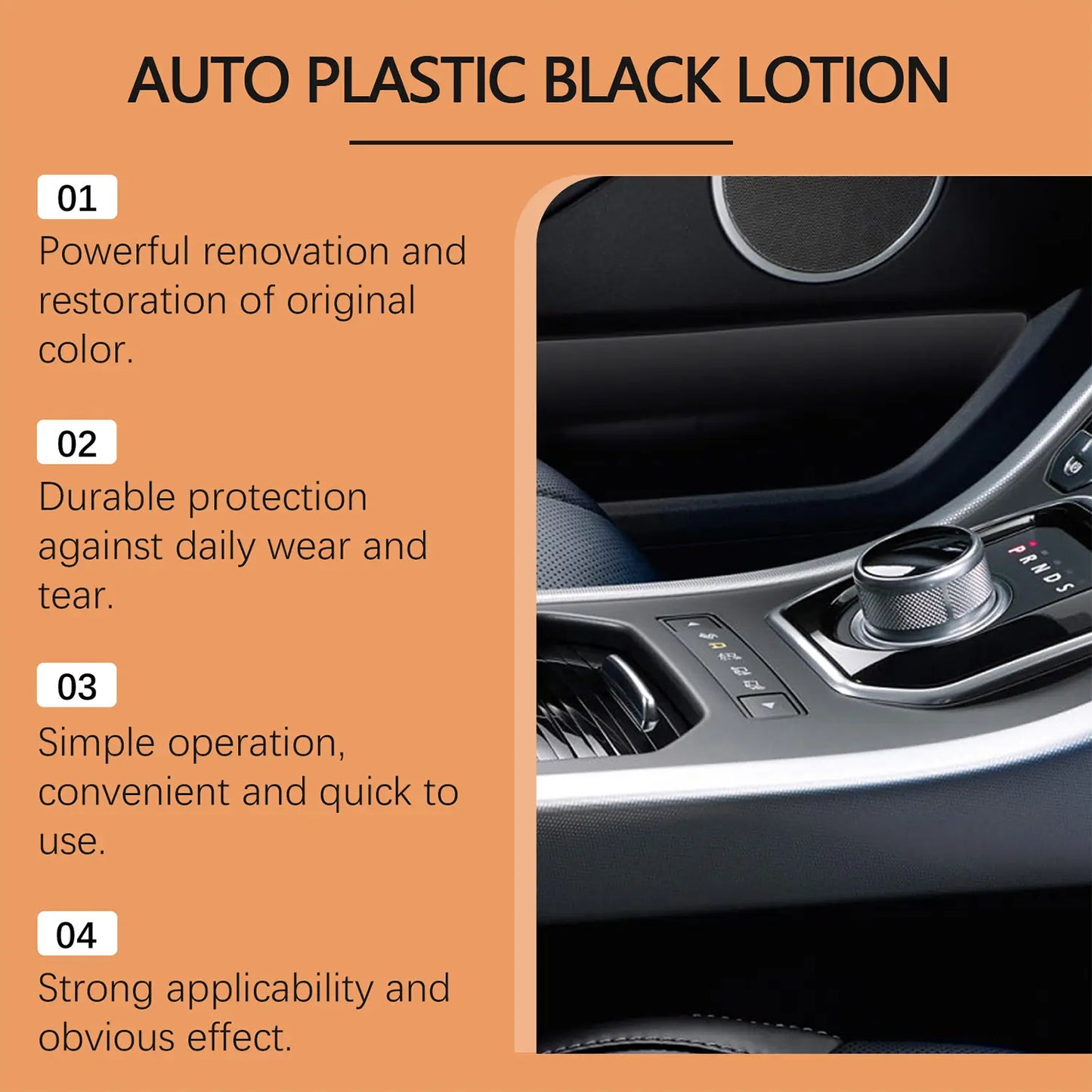 Professional Plastic Restorer for Automotive Trim and Interior – Revitalizes Faded Plastic, Rubber, and Vinyl Surfaces with Applicator Pad